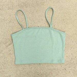 NWOT SHEIN Mint Green Rib-Knit Form Fitted Cami Crop Top